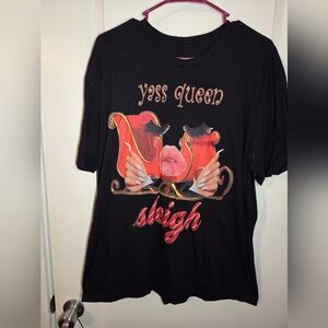 Black Graphic Tee Yass Queen Sleigh Funny Christmas Shirt